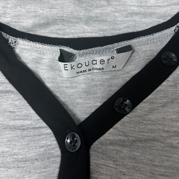 Ekouaer Super Soft Rayon Long Nightgown Sleep Tee Shirt Henley Two Tone NWOT - Picture 9 of 12